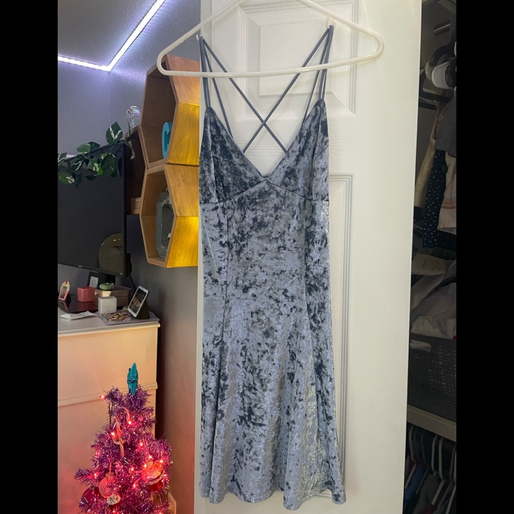 blue velvet dress